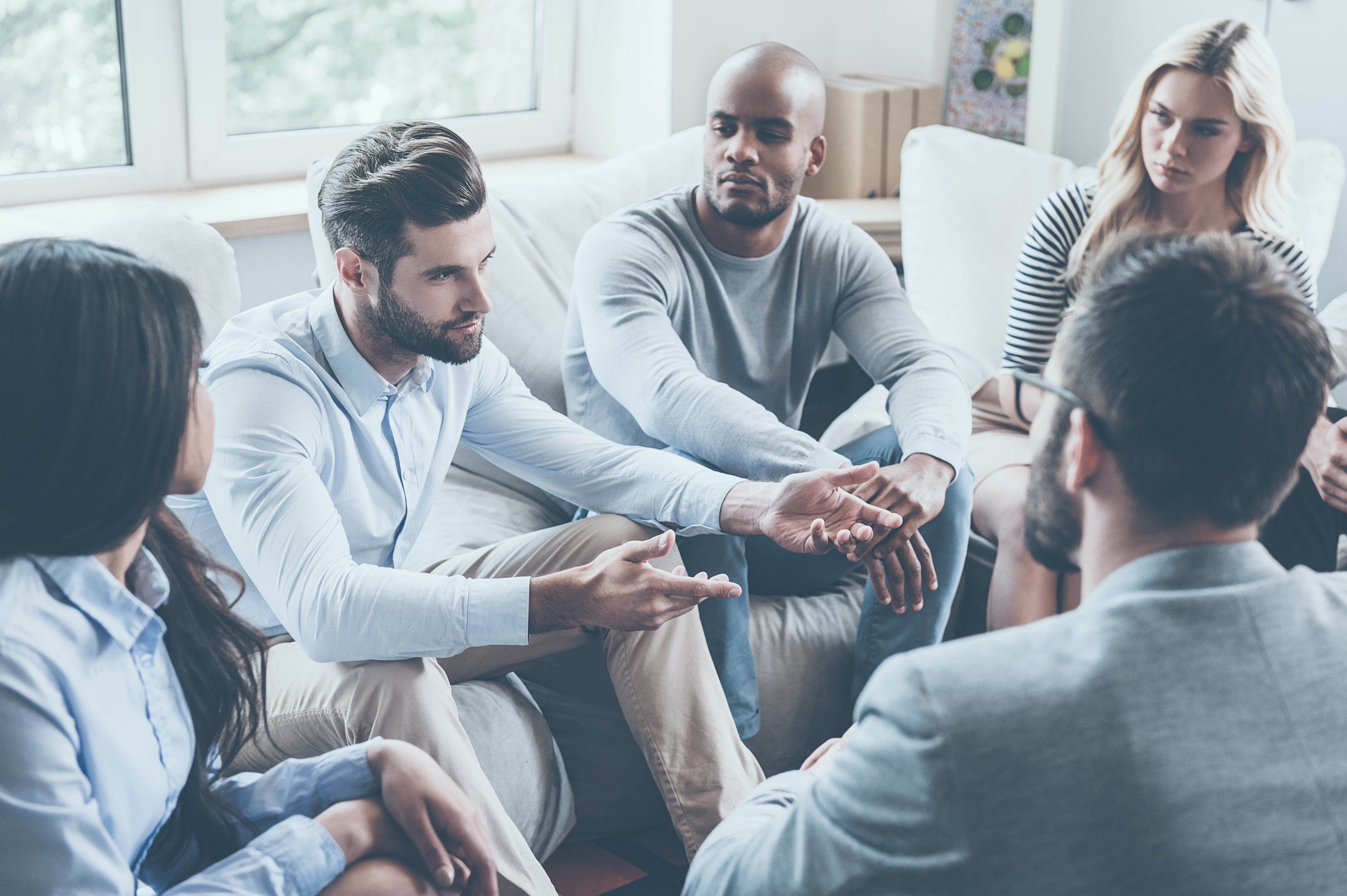 group of people speaking